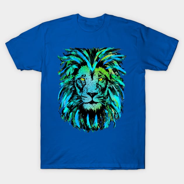 Bluish Grey Lion Head - Lion Portrait - Tigazprint T-Shirt by BigWildKiwi